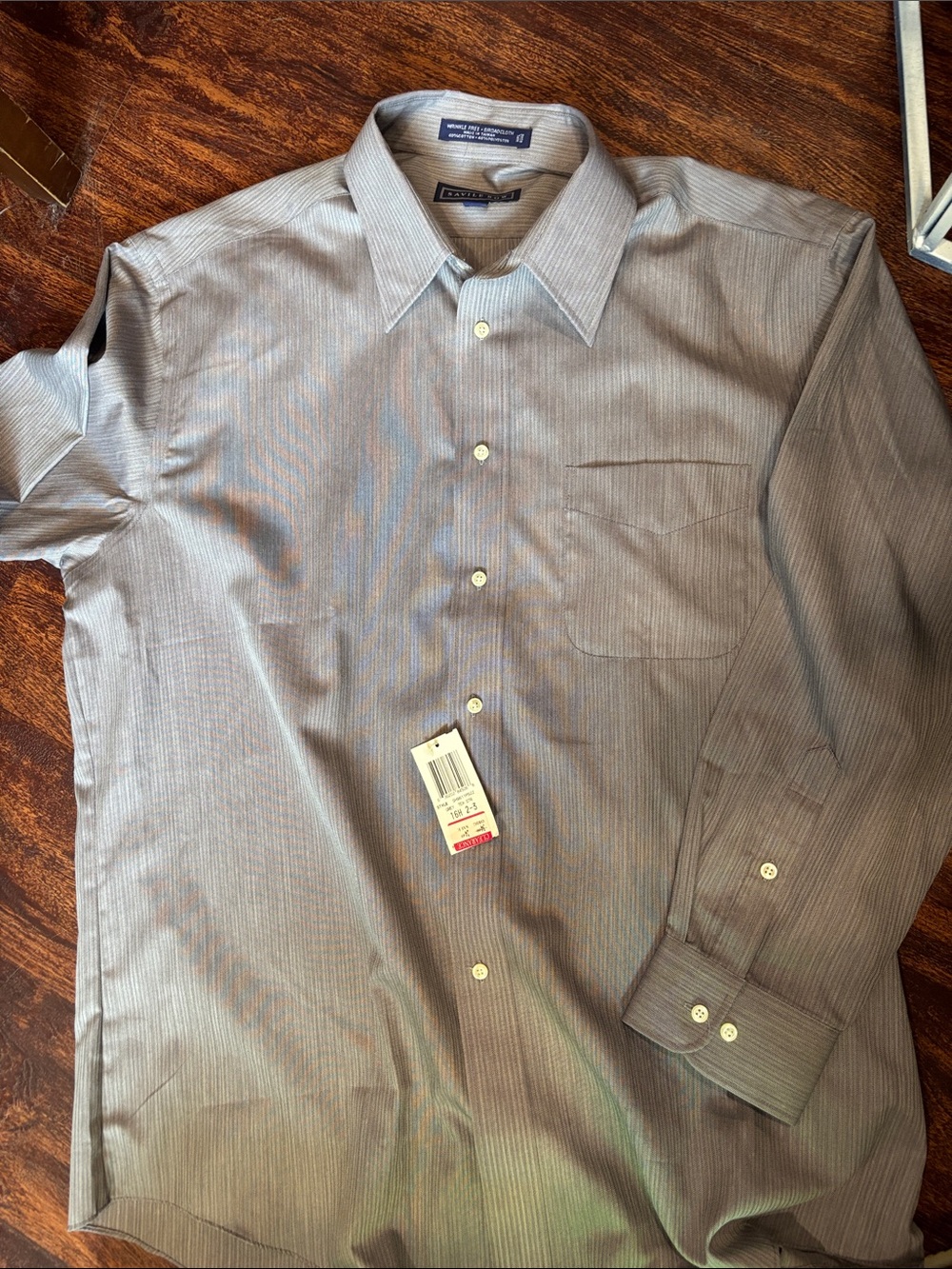 Stafford Men’s Light Gray Pinstripe Dress Shirt